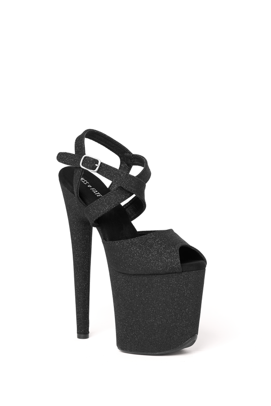 Flow Sandals in Glitter Finish Black