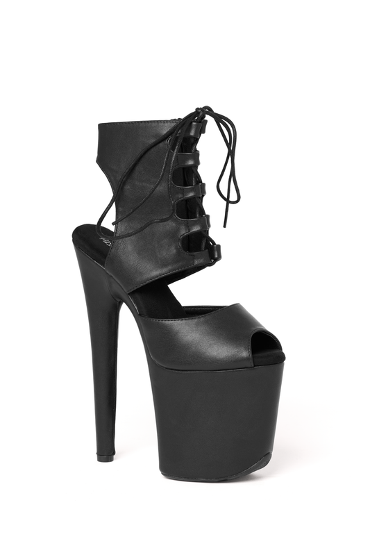 Fame Over The Ankle Sandals in Plain Eco Leather Black