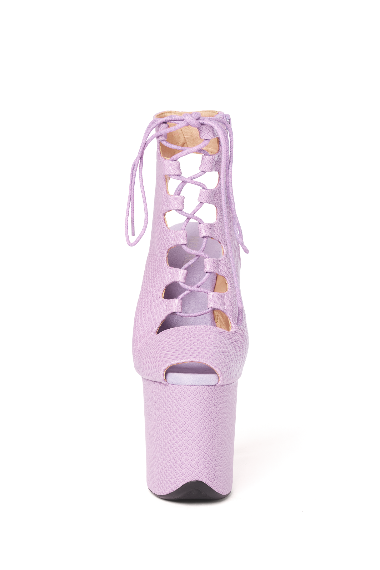 Level Up Over The Ankle Sandals in Snake Finish Lilac