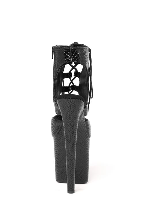 Czarne buty do exotic pole dance skóra węża Fame