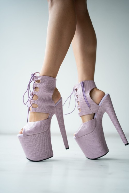 Fioletowe buty do exotic pole dance skóra węża Fame
