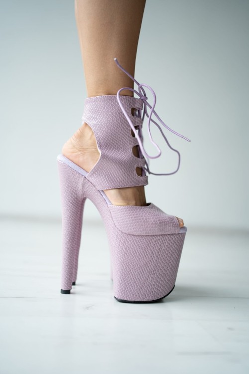 Fioletowe buty do exotic pole dance skóra węża Fame