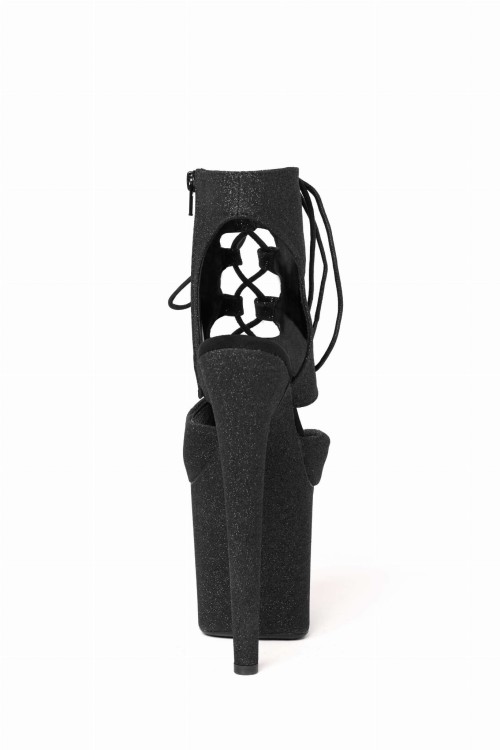 Czarne materiałowe buty z błyskiem do exotic pole dance Fame